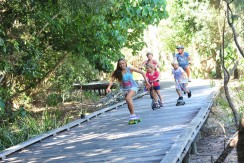 Kids on boardwalk