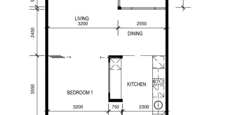 Peppers 1 bed floor plan - Design E