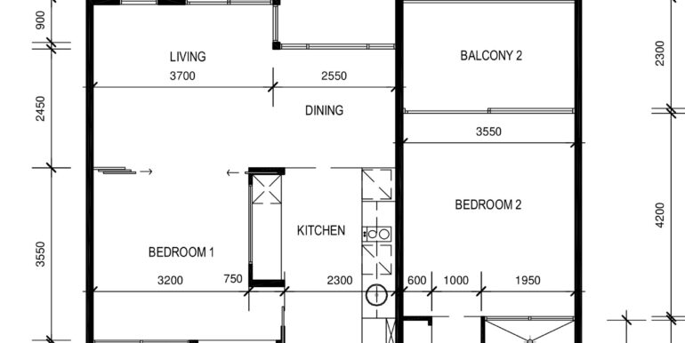 Peppers 2 bed floor plan - Design A